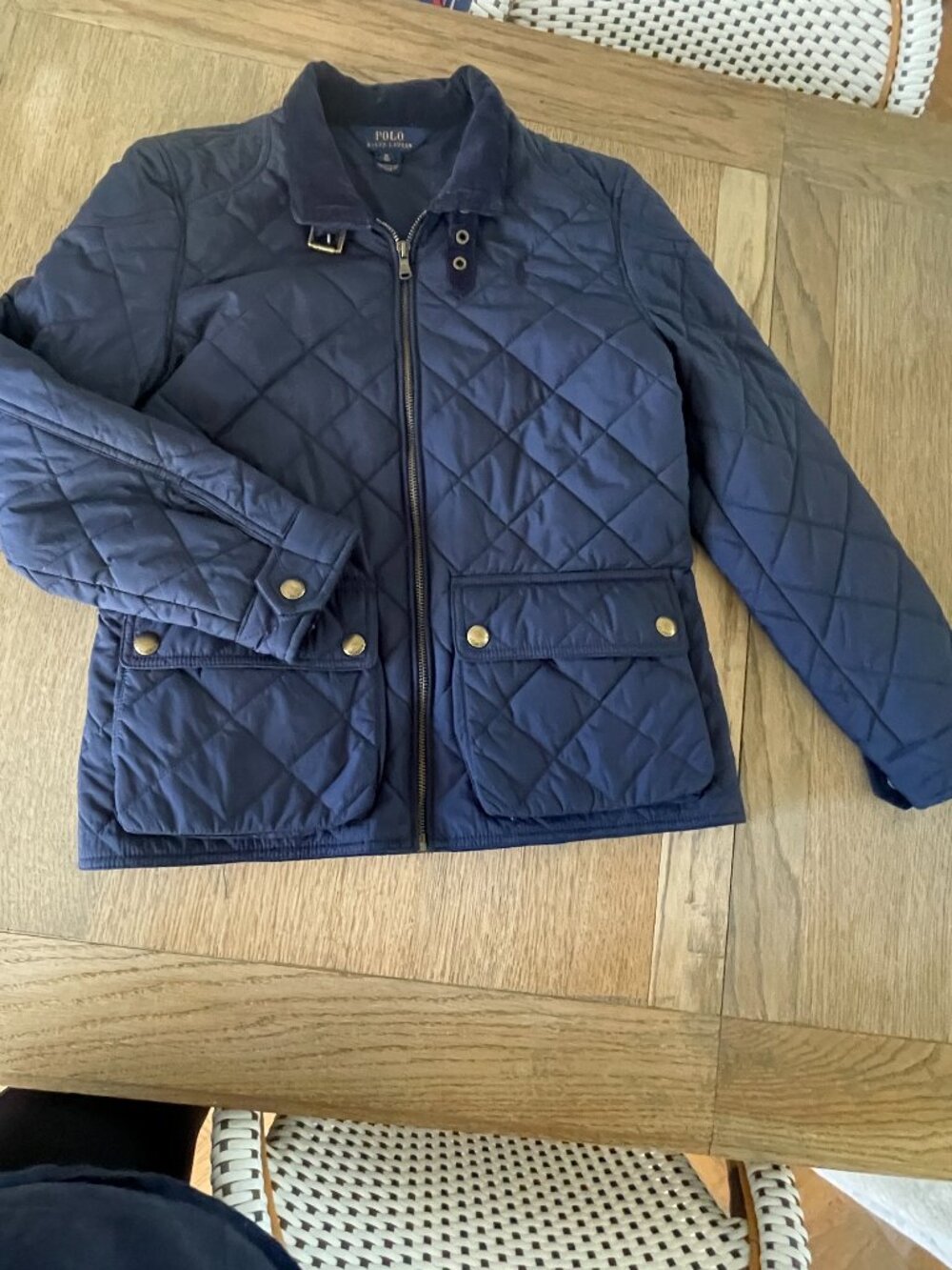 Polo Ralph Lauren Girls Quilted Water Repellent Barn Jacket, Navy, Size XL